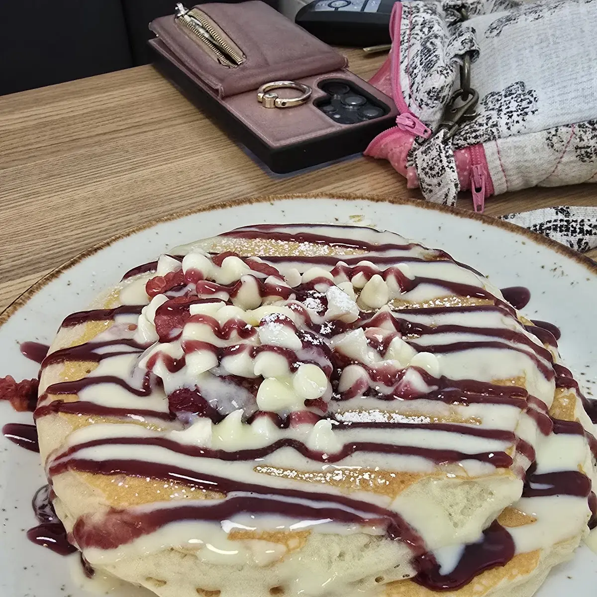 White Chocolate Raspberry Pancakes