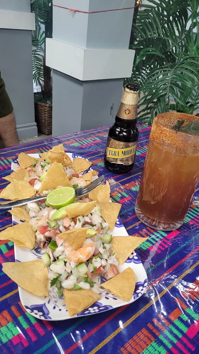 Ceviche Mixto and Michelada