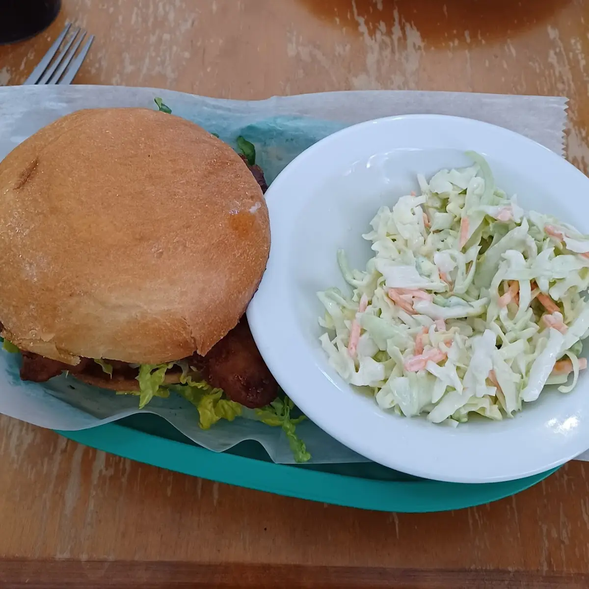 Fish Sandwich and Cole Slaw