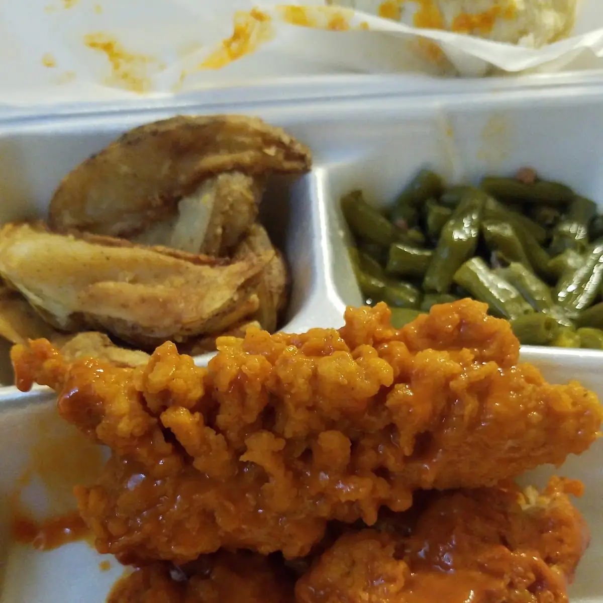 Strips Dipped in Buffalo Sauce