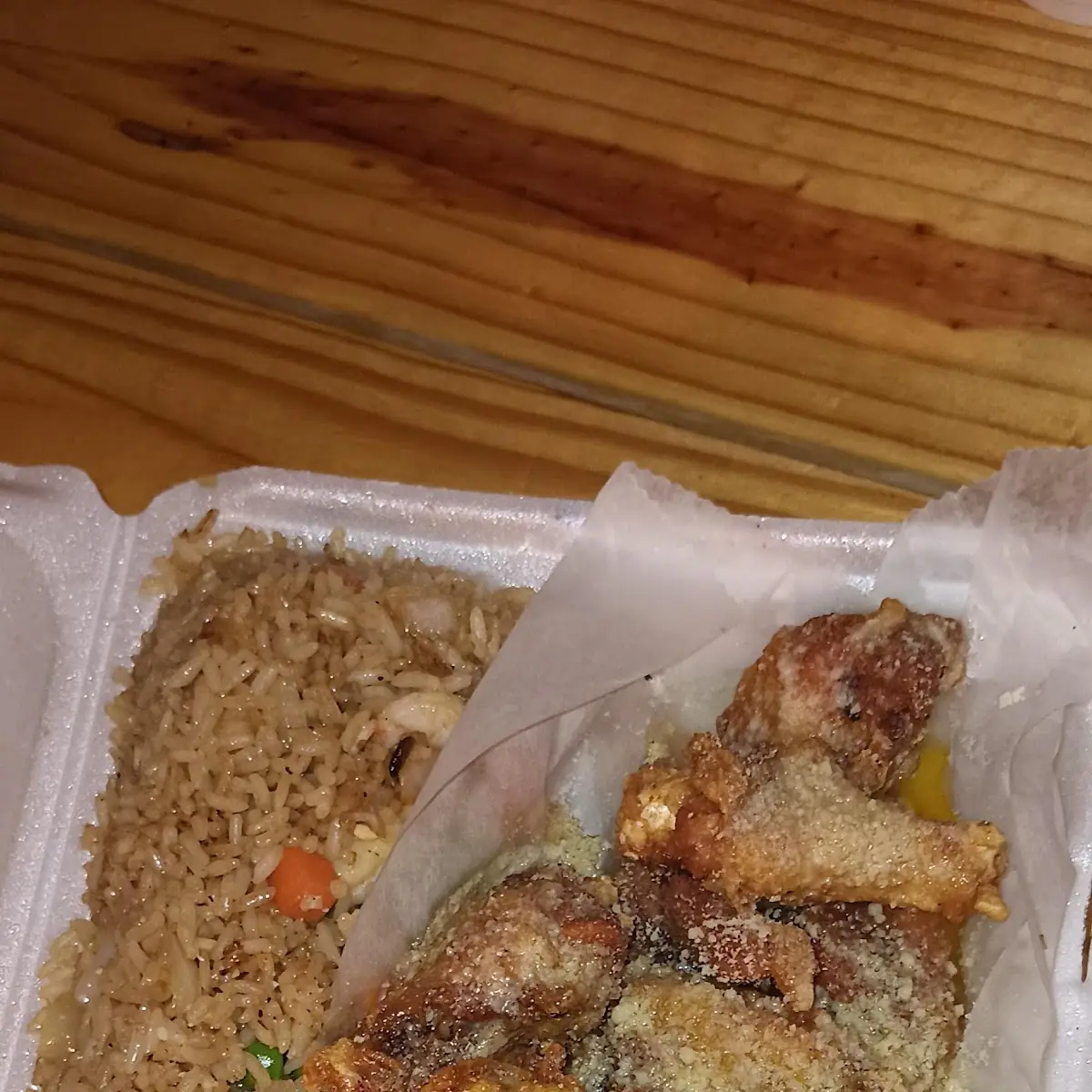 Chicken Parmesan Wings and Shrimp Fried Rice