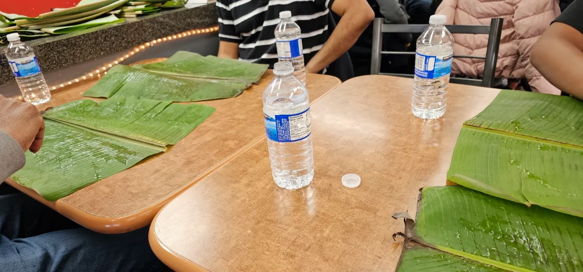 Banana Leaf and Water Bottle, Amma's Kitchen