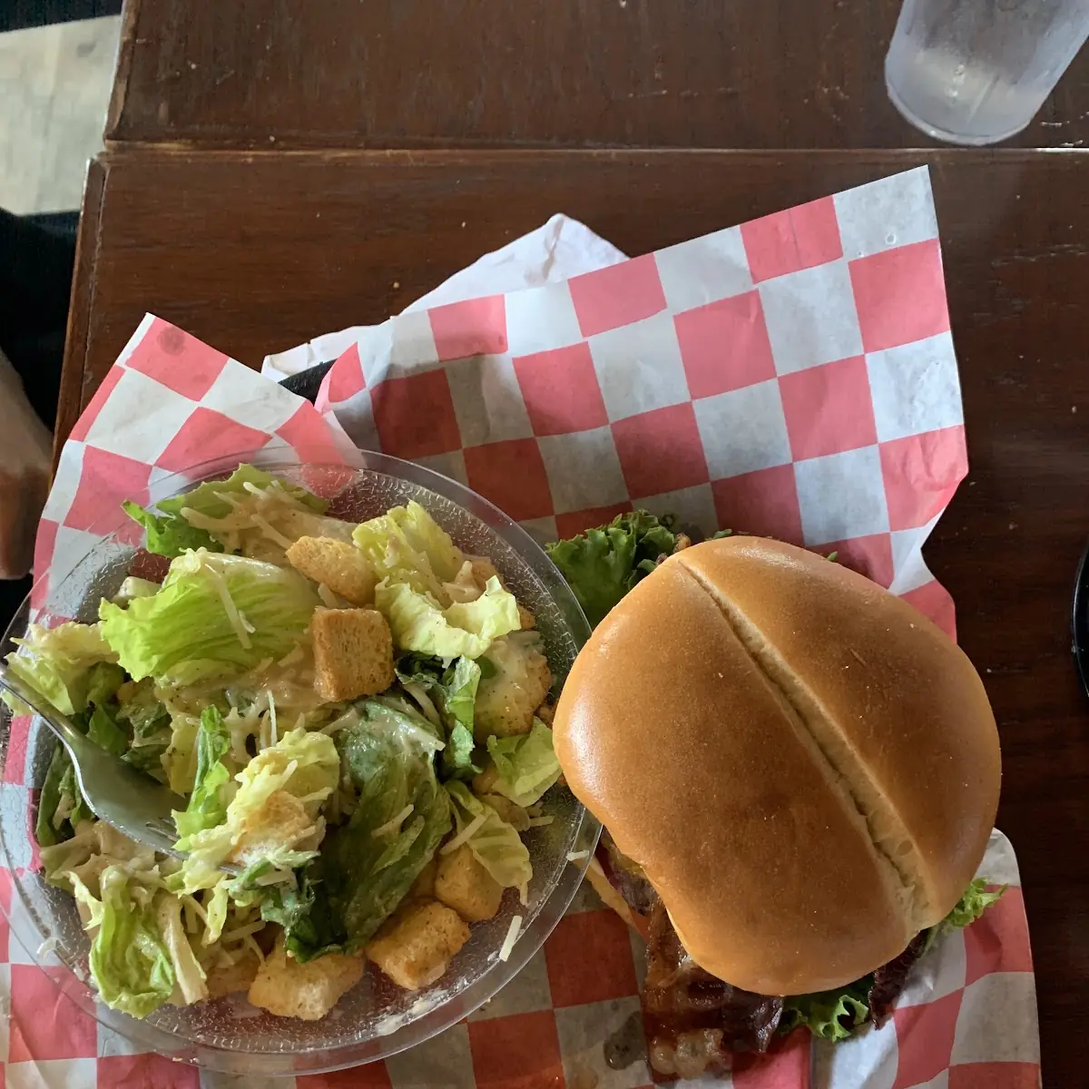 Burger and Side Caesar Salad