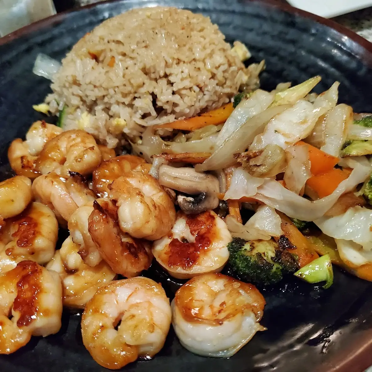 Hibachi Shrimp Vegetables and Fried Rice