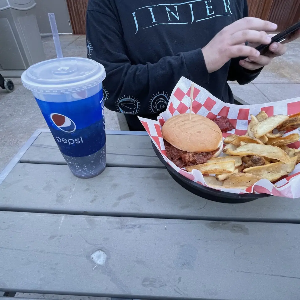 Pulled Pork Sandwich and Fries