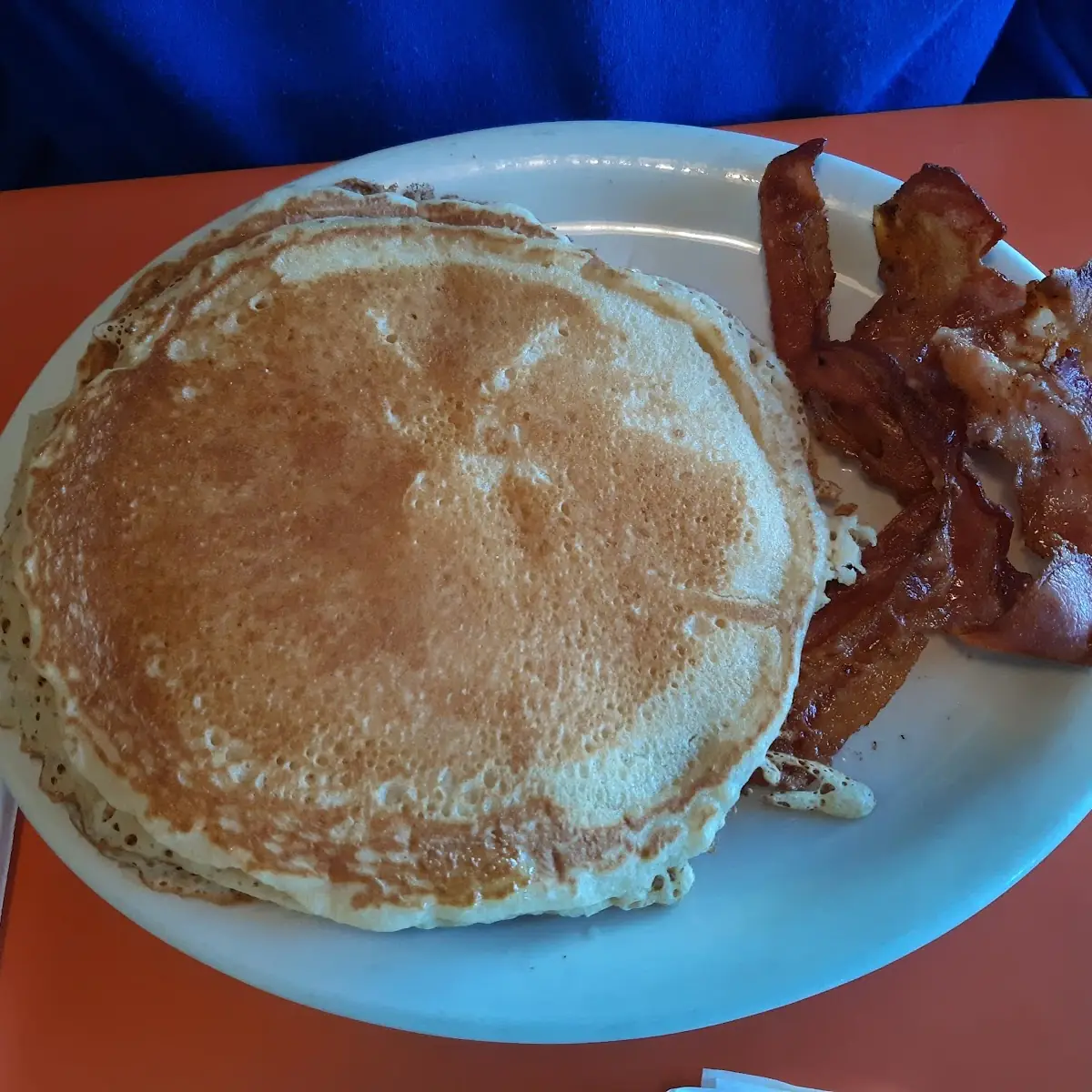 2-Silver Dollar Pancakes 2eggs and Choice of Meat