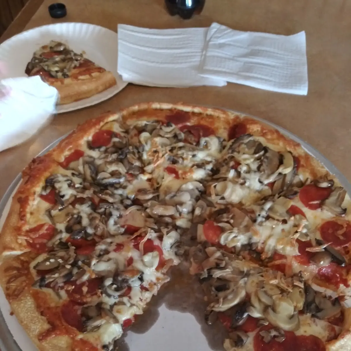 Cheese Pizza Mushroom and Pepperoni Pizza