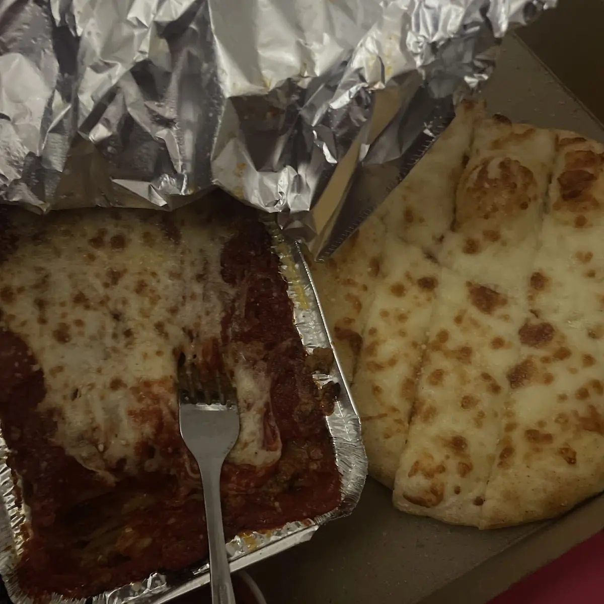 Lasagna and Cheese Bread Sticks
