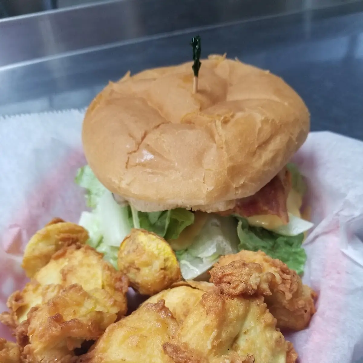Chicken Bacon Swiss and Fried Squash