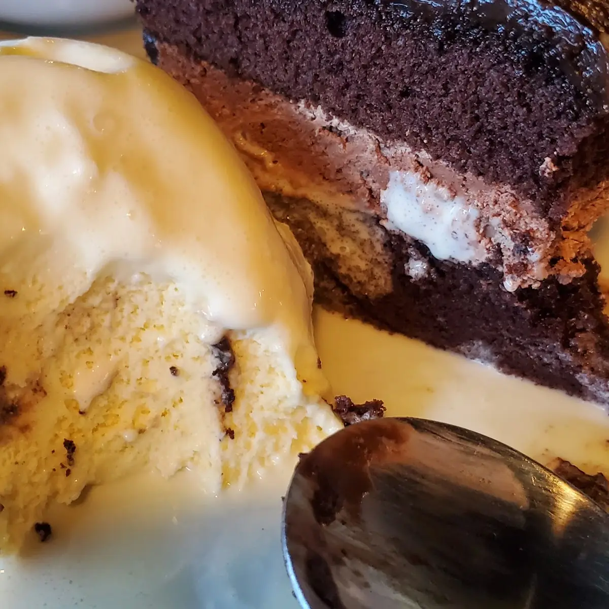 Chocolate Cake and Vanilla Ice Cream
