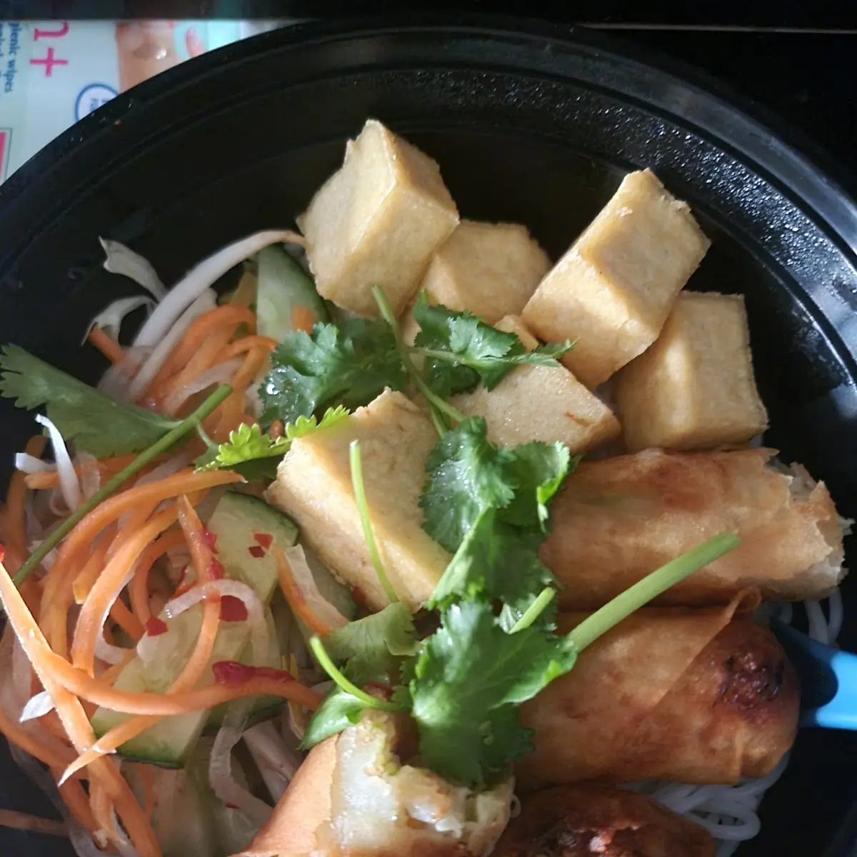Fried Tofu Vegetable Egg Roll with Vermicelli Bún Dậu Hũ Chả Giò