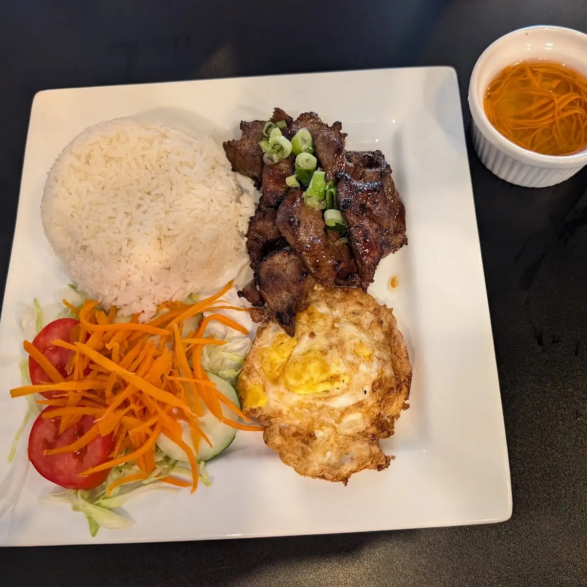Slide Pork & Eggroll with Steamed Rice Cơm Thịt Nướng Chả Giò