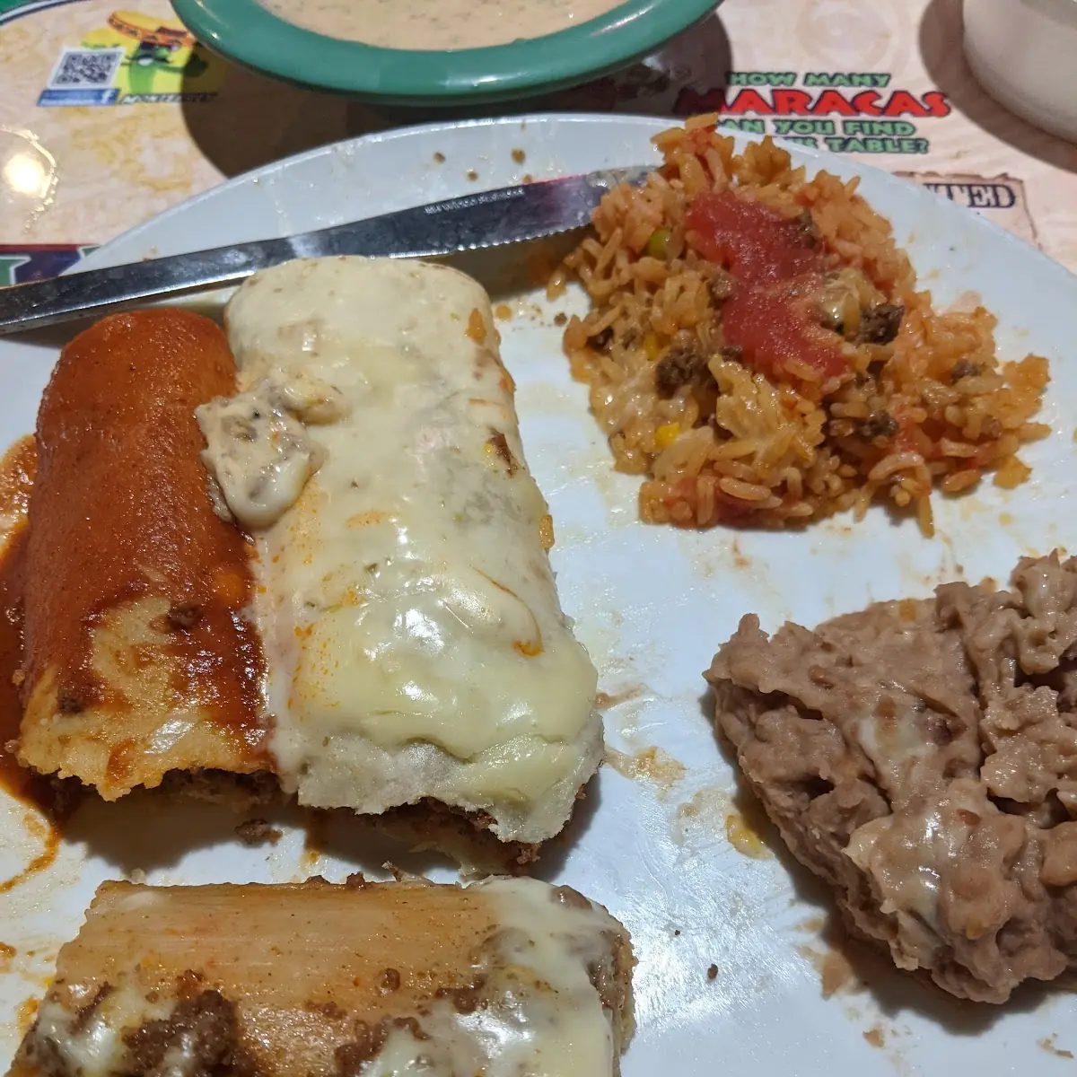 Enchilada Burrito Mexican Rice Refried Beans & Tamale Dinner