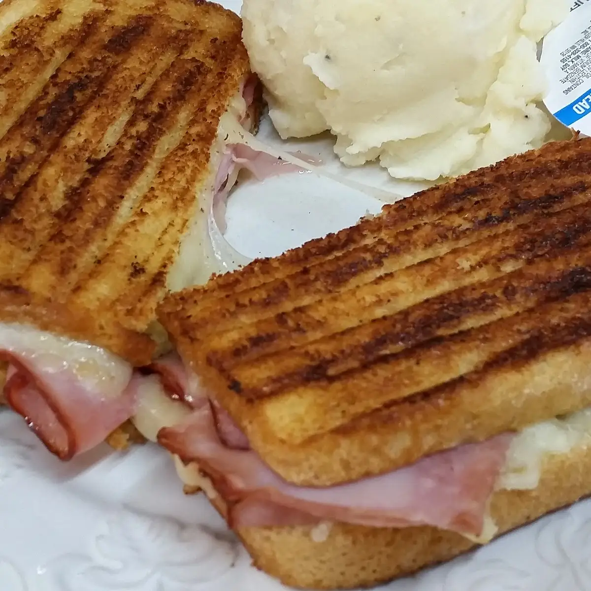 Grilled Garlic Ham and Cheese Sandwich