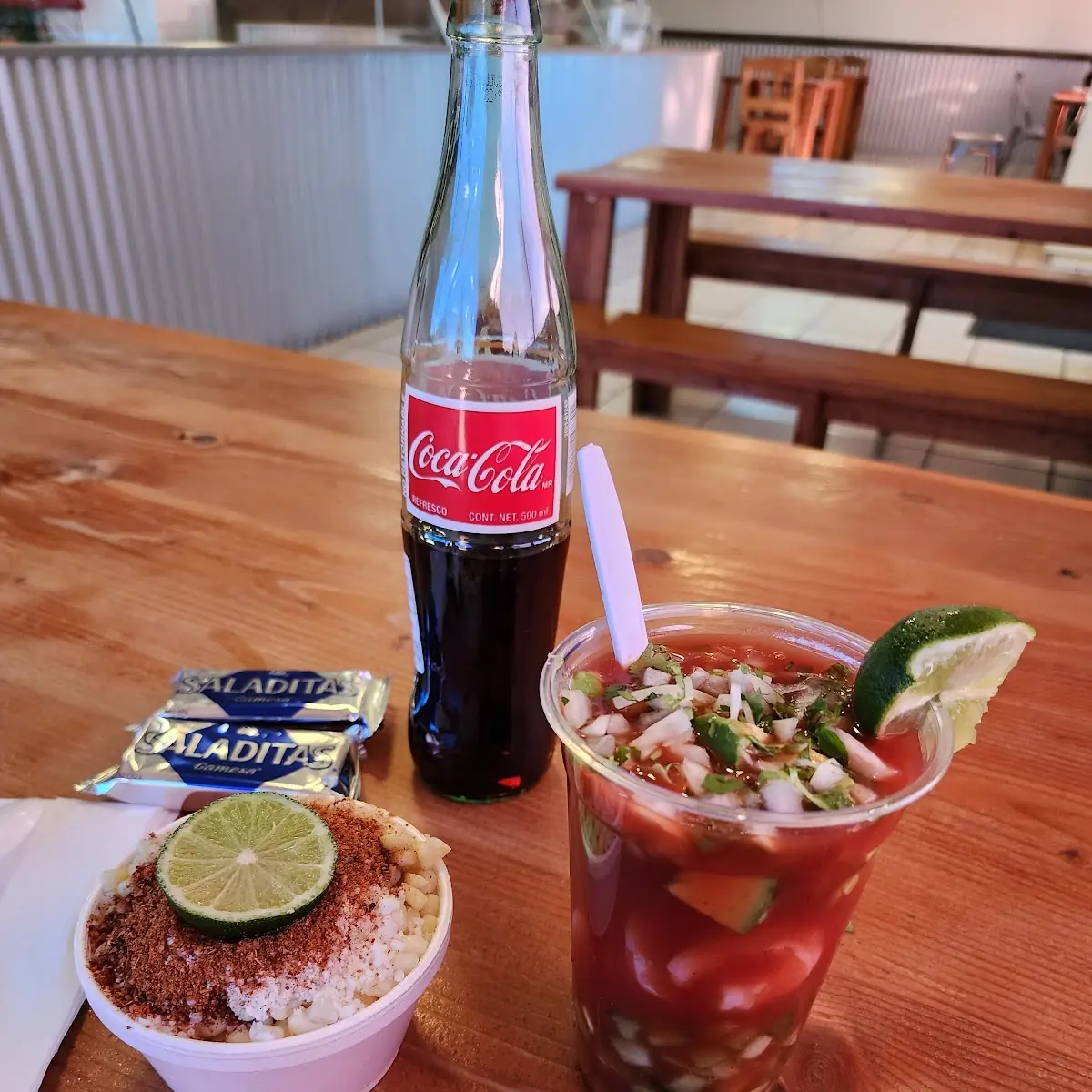 Shrimp Cocktail and Elote