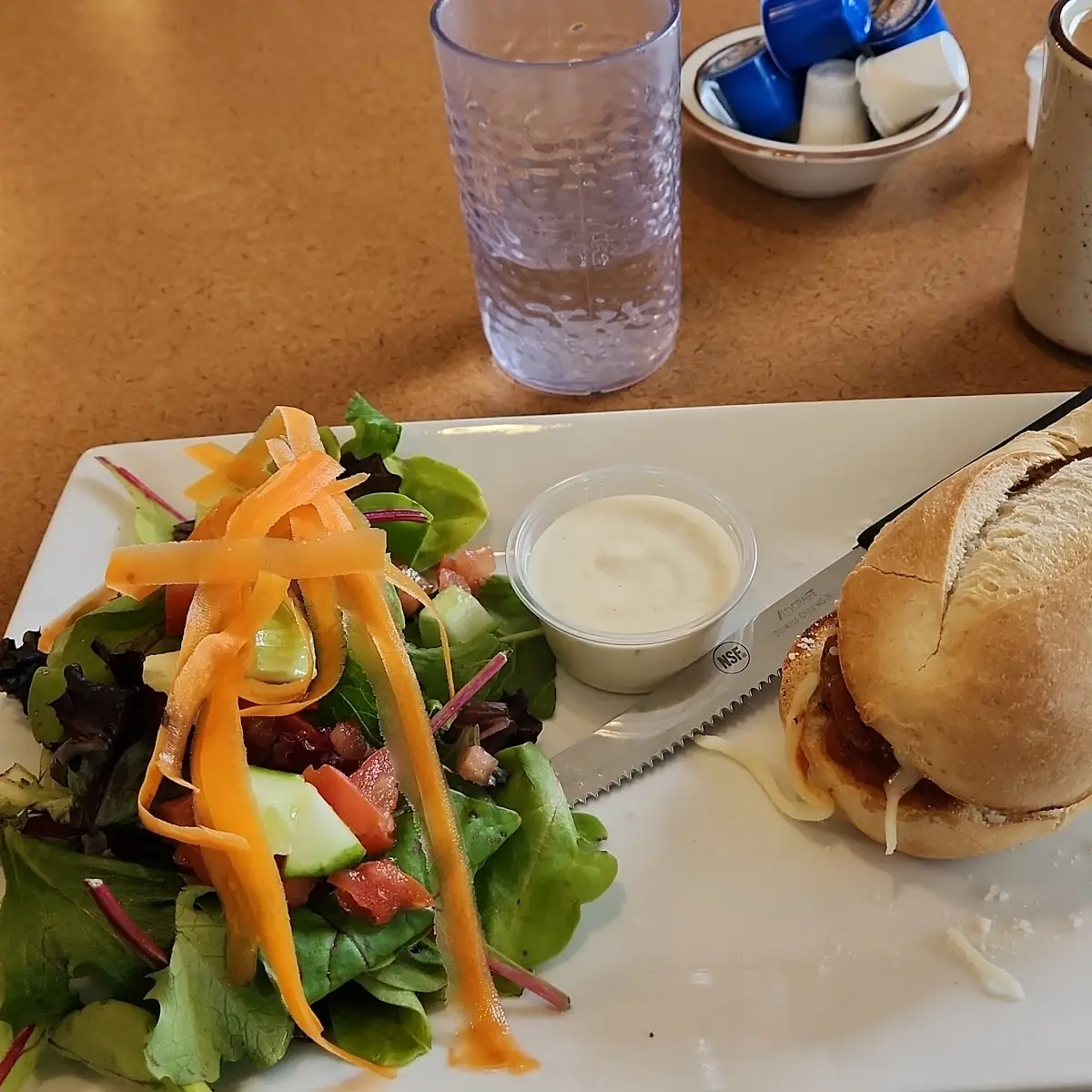Meatball Sandwich and Salad