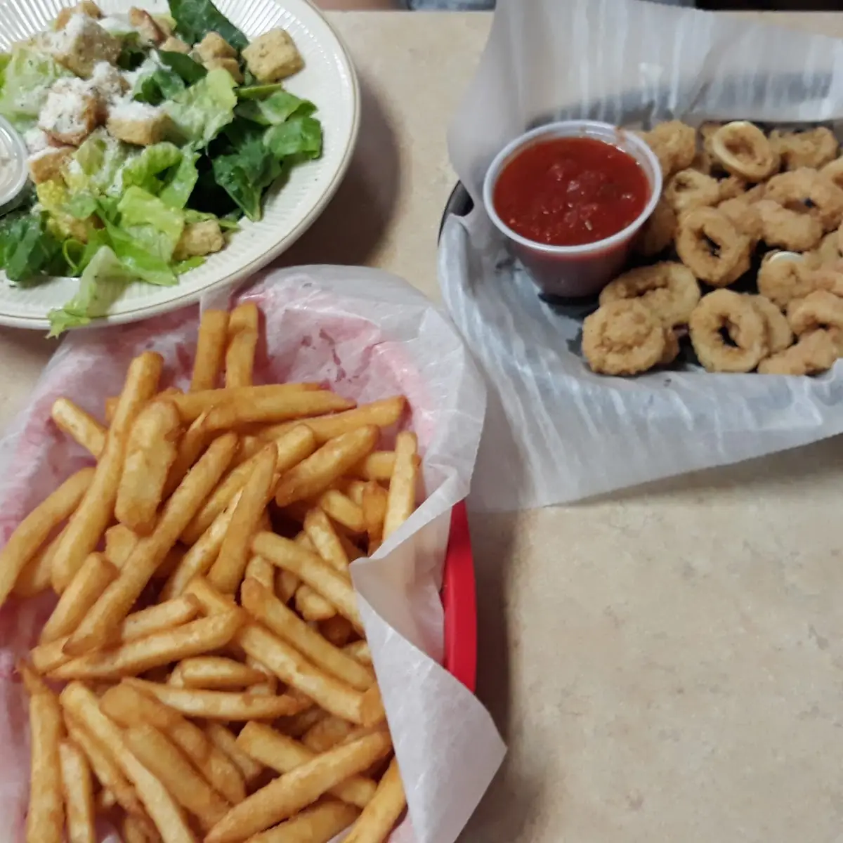 Calamari Side Salad Fries