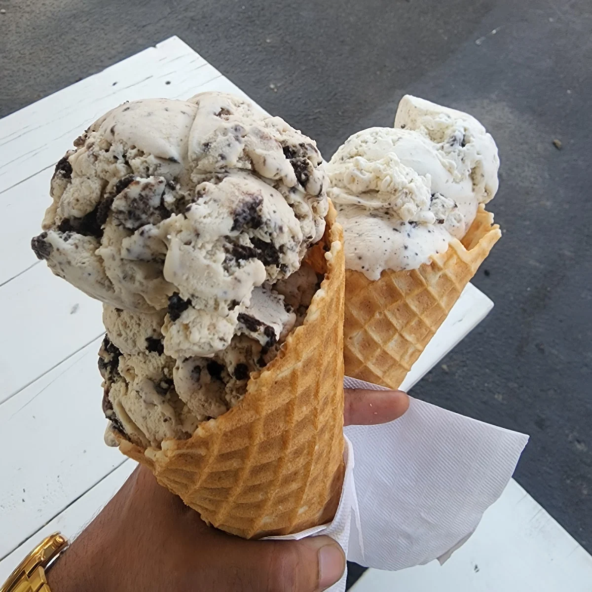 Peanut Butter Oreo & Oreo Waffle Cone