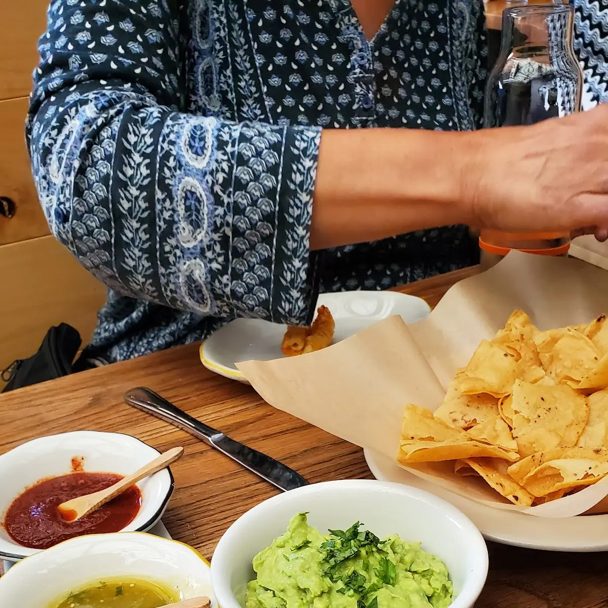 Guacamole and Chips with Three Salsas