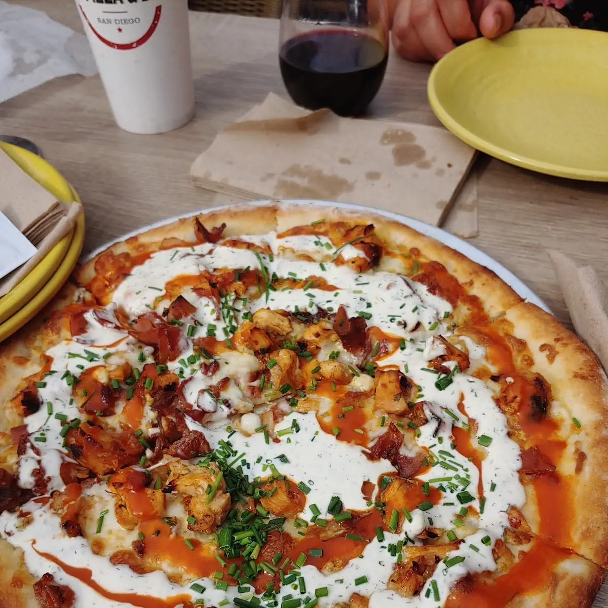 Buffalo Chicken Pizza and White Pizza