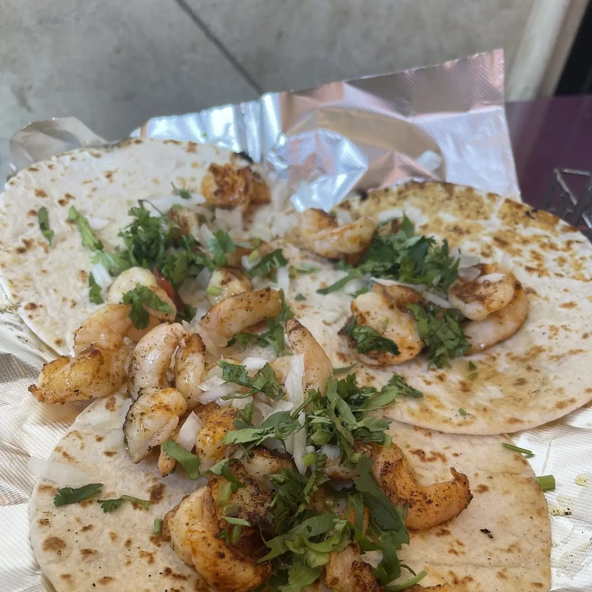 Shrimp Tacos with Onion and Cilantro