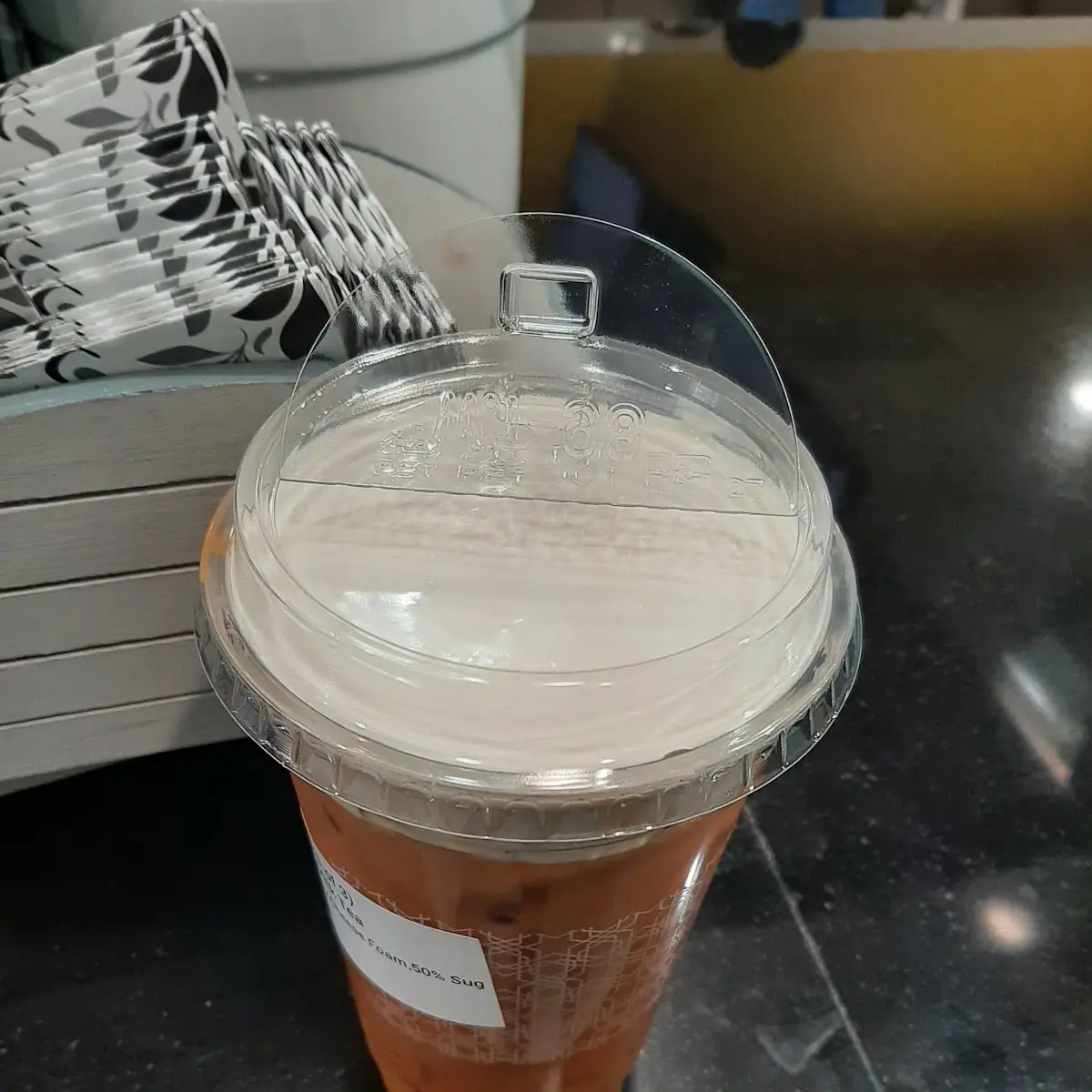 Red Thai Milk Tea w Cheese Foam