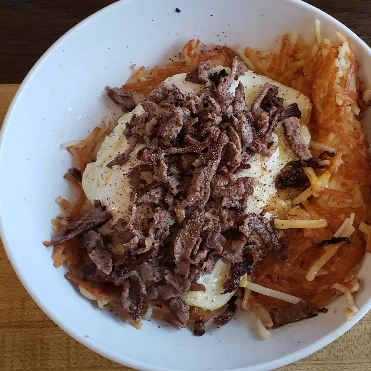 Cheesesteak Hash Brown Bowl