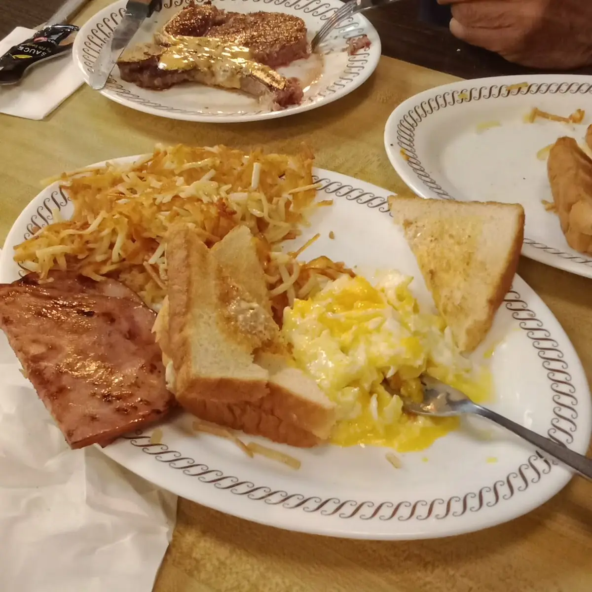 Two Eggs over Easy Hash Browns and City Ham