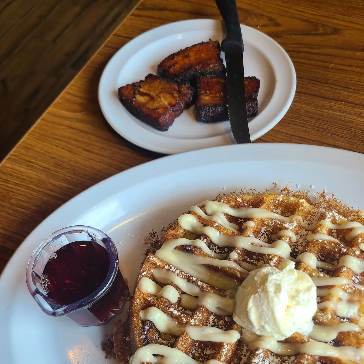 Red Velvet Waffle with Syrup