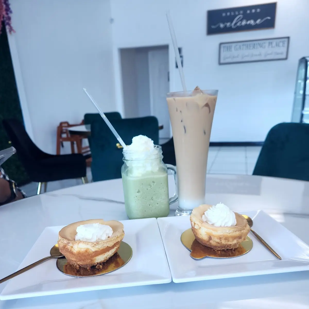 Cheesecake Matcha Latte and Chai Latte