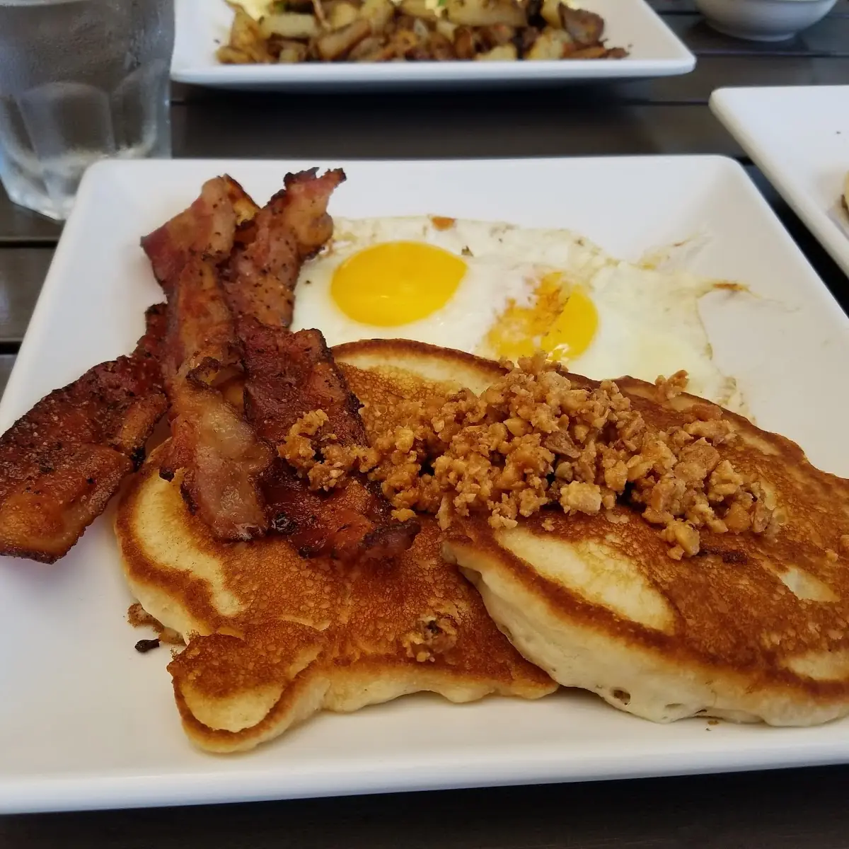 Triple Crown Banana Mac Nut Pancakes