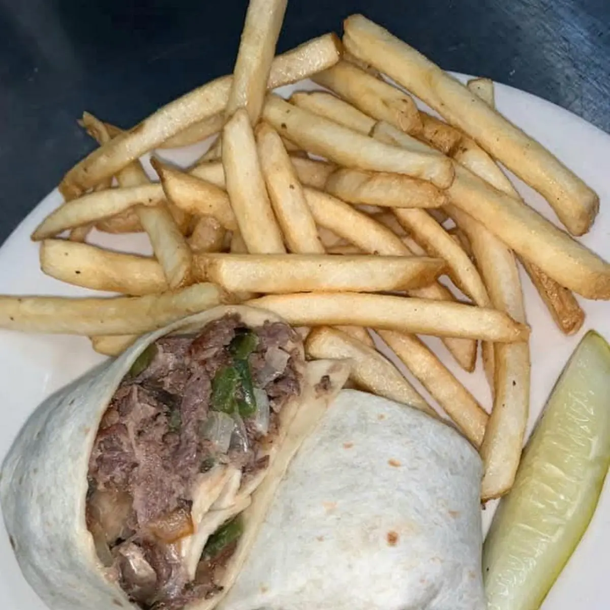 Philly Cheesesteak Wrap and Fries