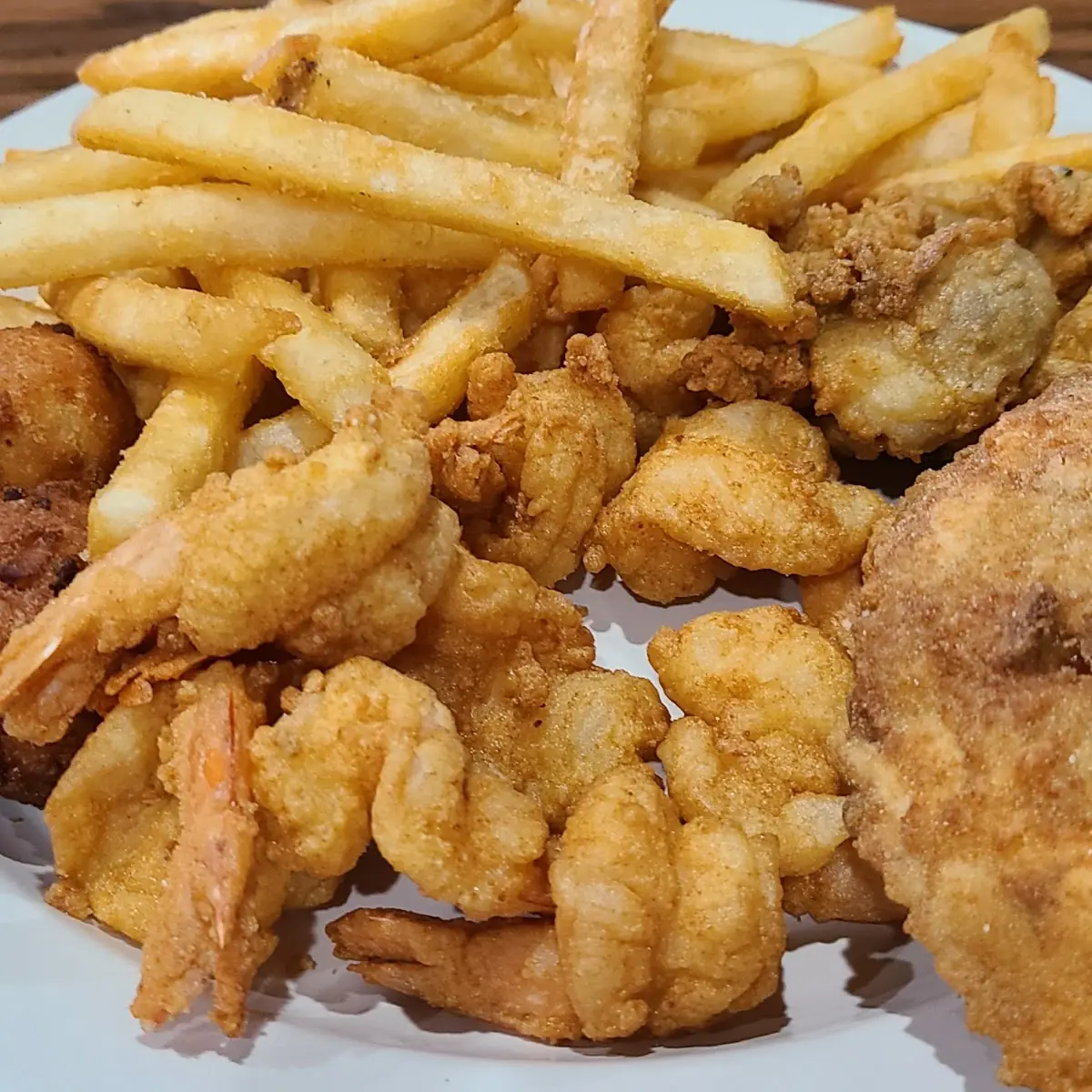 Half and Half Fried Shrimp and Devils Crab