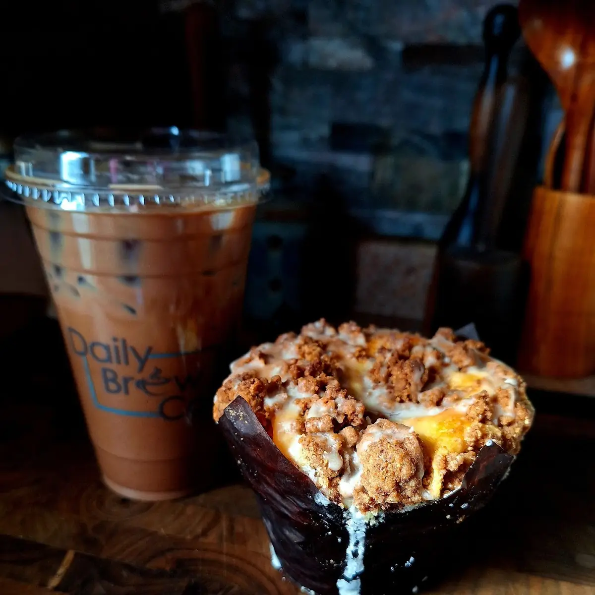 Iced Mocha and Coffee Cake Muffin