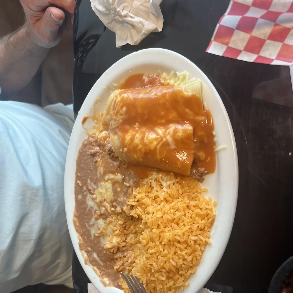 Beef Enchilada with Beans and Rice