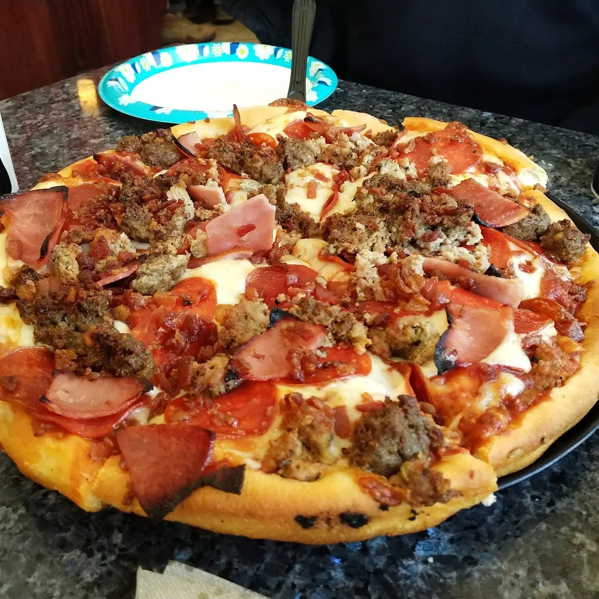 Meat Lovers Pizza Cheese on the Bottom