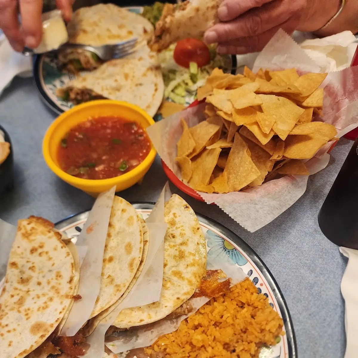 Quesadilla Taco and Rice Beans