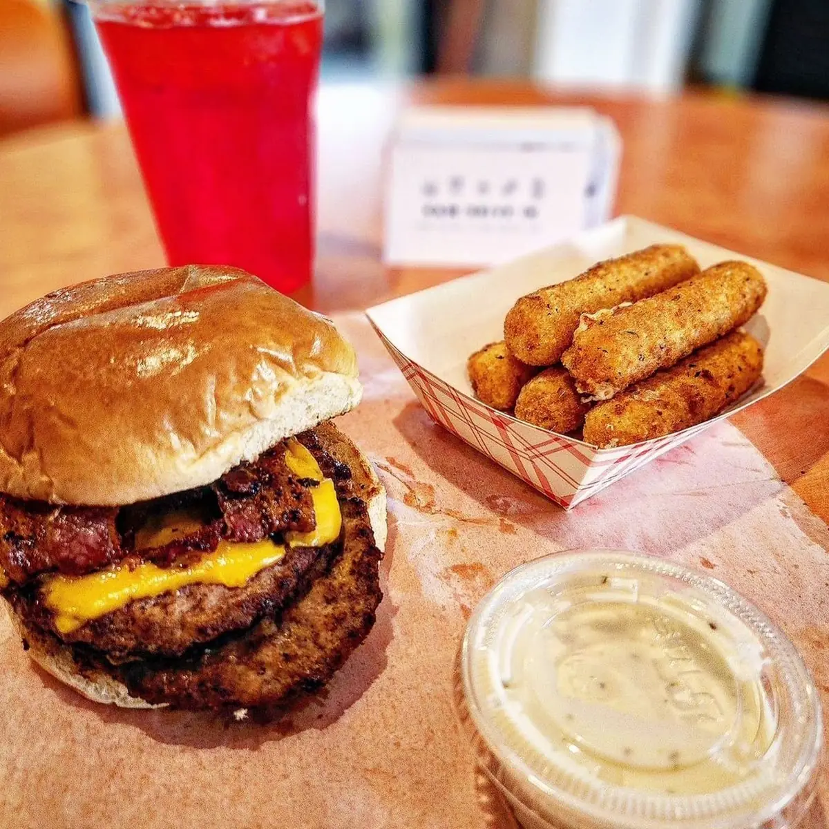 Bacon Double Cheeseburger & Mozzarella Sticks