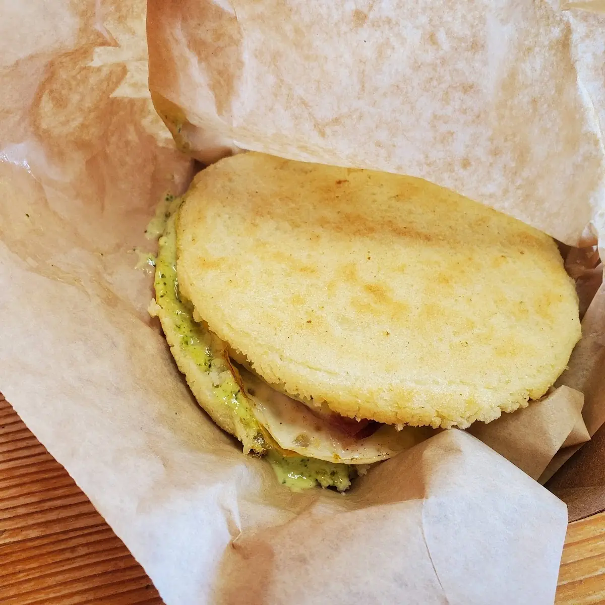 Arepas Con Bacon Egg and Cheese