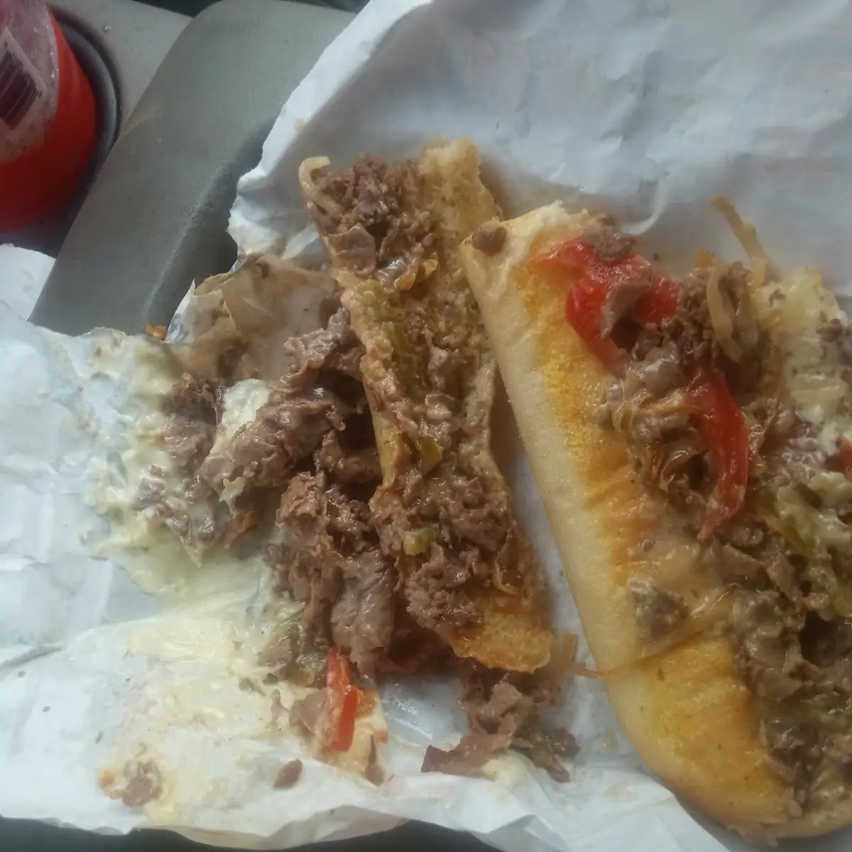 Philly Cheesesteak Stuck to the Paper Wrapper