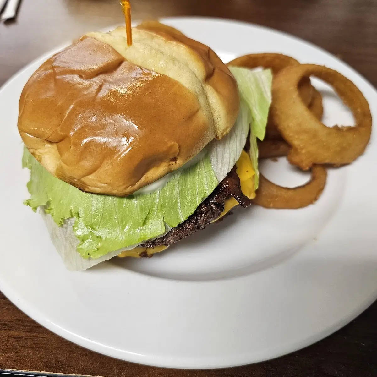 Bacon Double Cheeseburger w Onion Rings