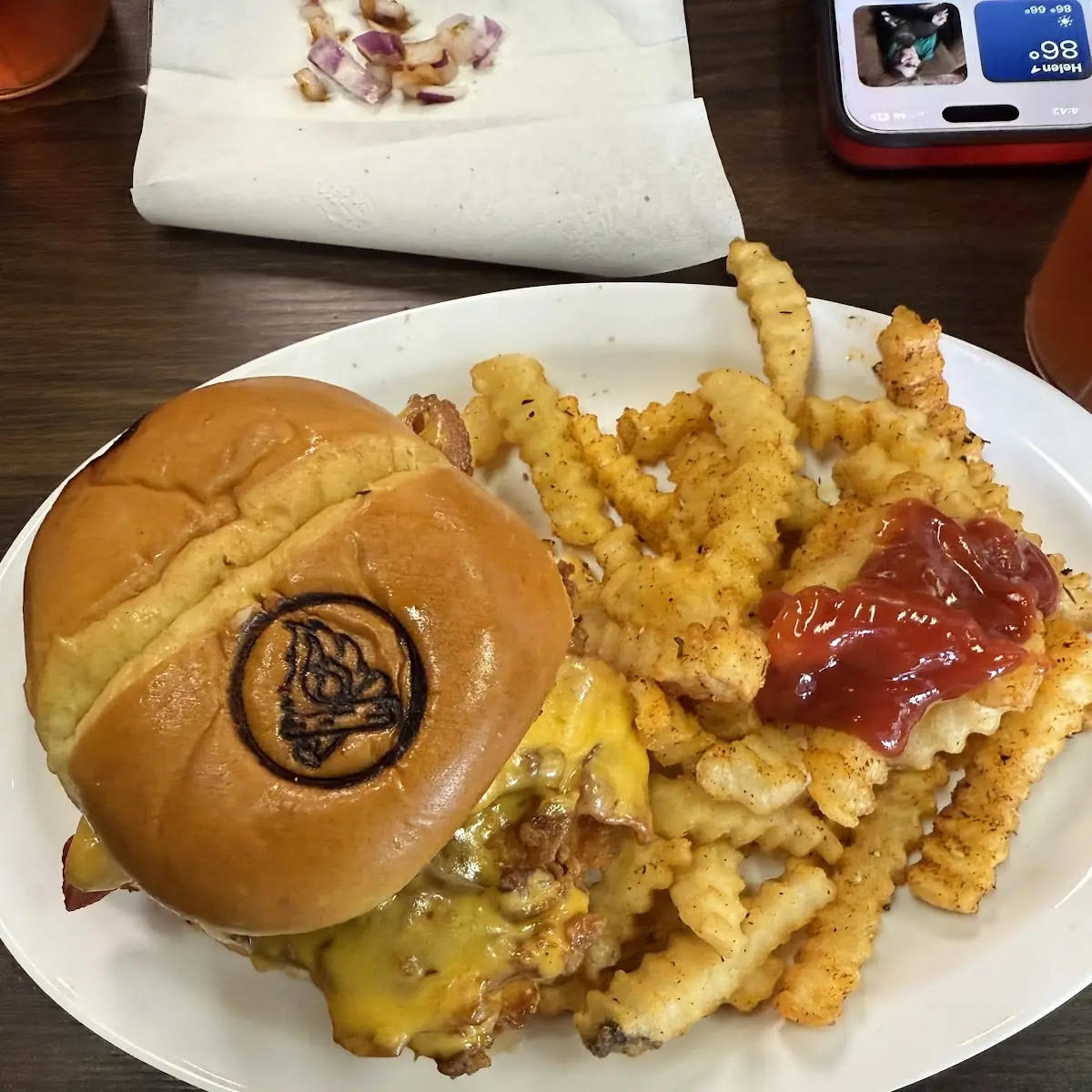 Burger with Crinkle Cut Fries