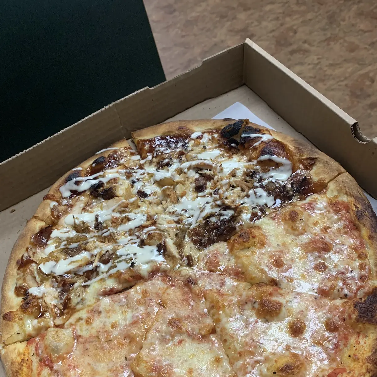 Half BBQ Chicken Ranch Pizza