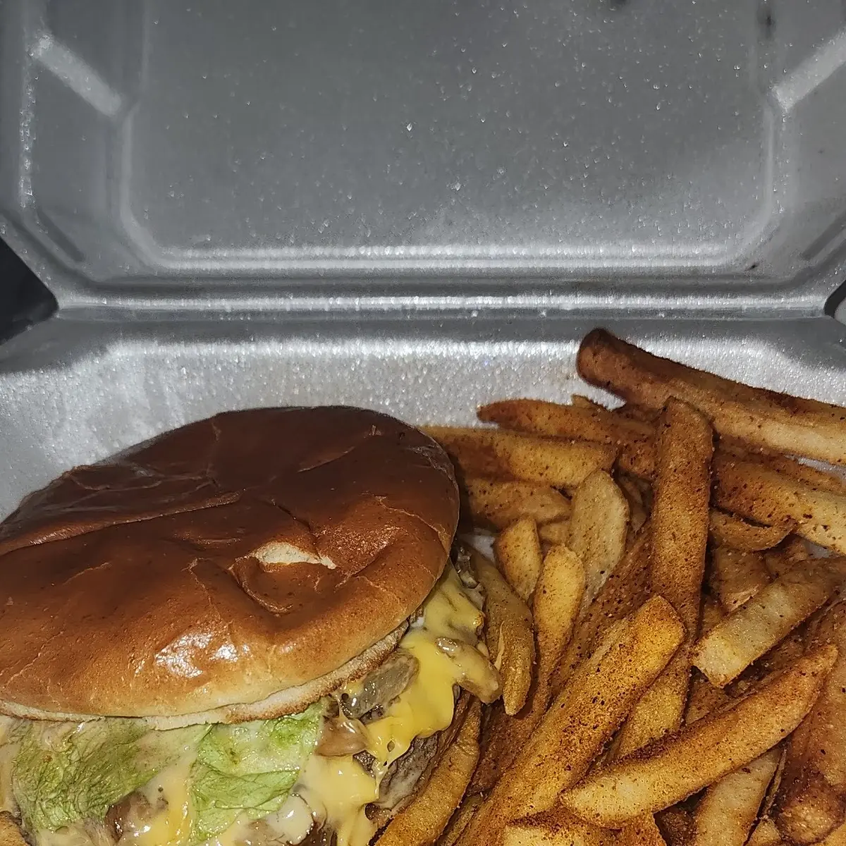 Cheeseburger and Cajun Fries