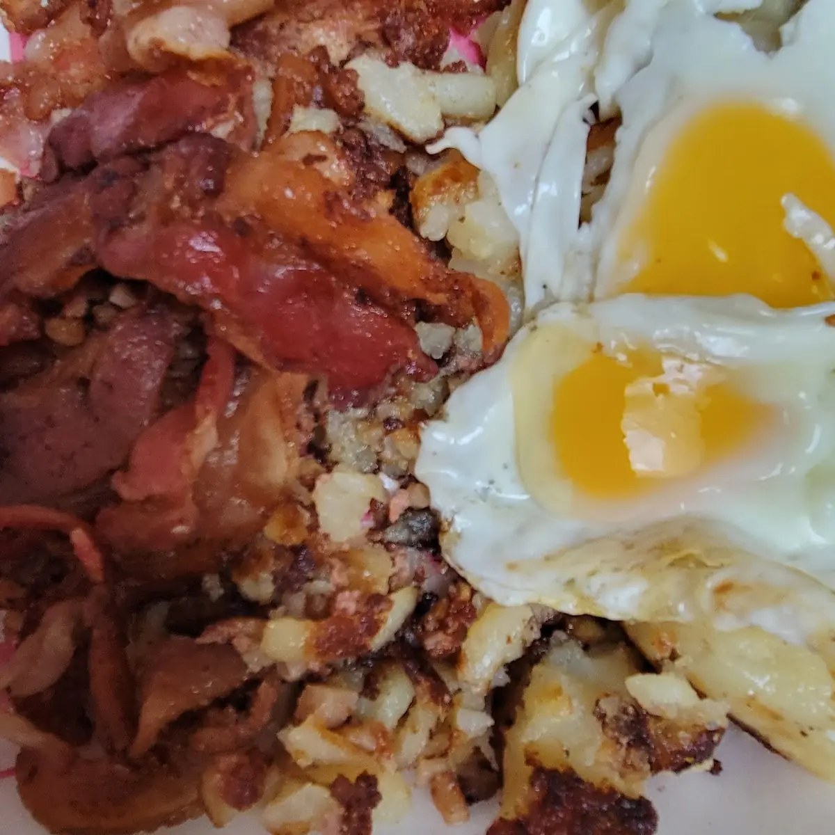 Eggs and Bacon Sausage or Hash