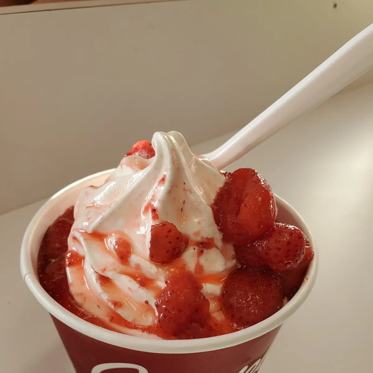 Vanilla Ice Cream with Strawberry Swirl