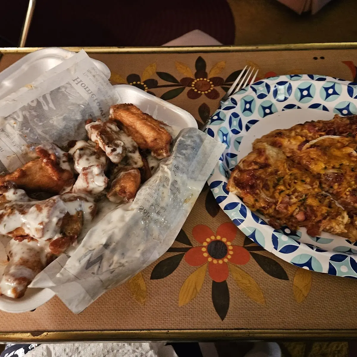 BBQ Chicken Pizza and Cajun Ranch Wings