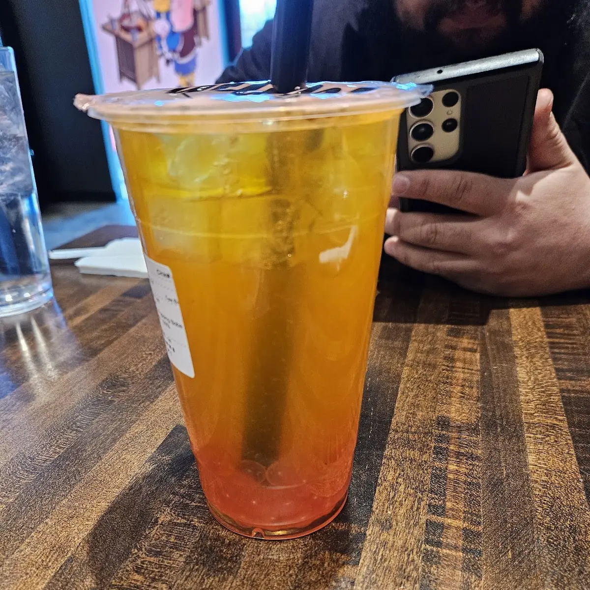 Peach Tea with Strawberry Boba