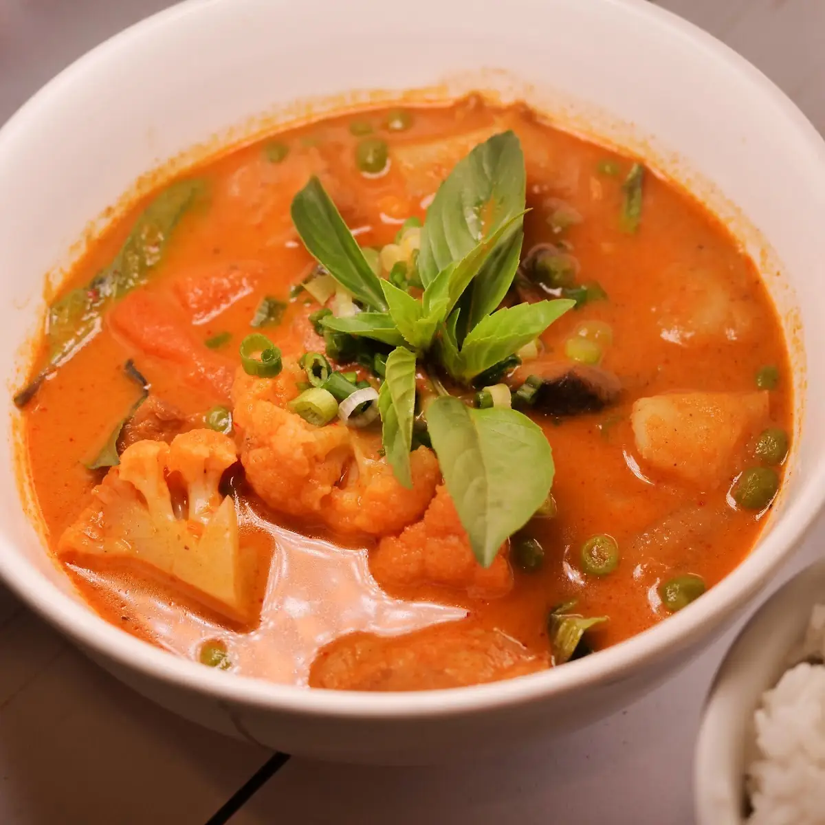 Spicy Red Curry with Vegan Chicken