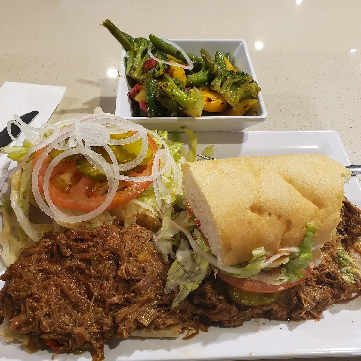 Roast Beef Poboy and Grilled Veggies